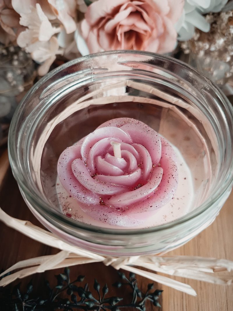 bougie personnalisée rose